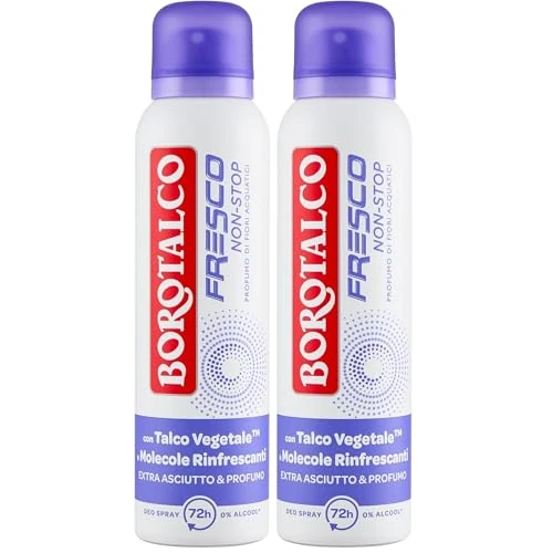 Offerta a tempo: Borotalco, Deodorante Spray Fresco No stop - Fiori acqualici, con Talco Vegetale e Molecole Rinfrescanti, Formula fresca con Micorcapsule rinfrescanti, 72h di Efficacia, 0% alcool, 150 ml - 37% da 8.58 € a 5.38 €