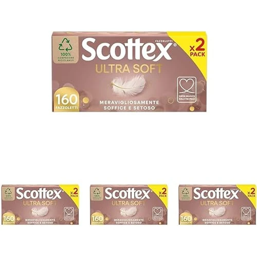 Offerta a tempo: Scottex Ultra Soft Box Fazzoletti di Carta, 4 Box da 160 Fazzoletti - 5% da 11.96 € a 11.36 €