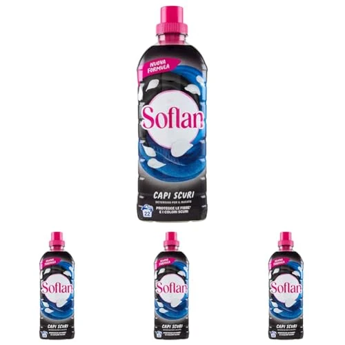 Soflan Detersivo Lavatrice Capi Scuri 22 Lavaggi 900ml, 900ml (Confezione da 4)