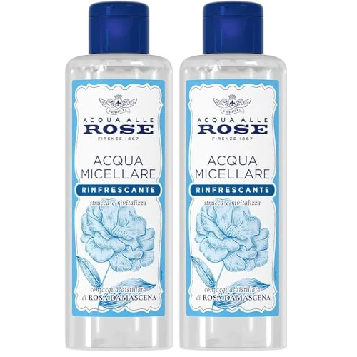Offerta a tempo: Acqua alle Rose, Acqua Micellare Rinfrescante per Tutti i Tipi di Pelle, Strucca e Deterge Viso, Occhi e Labbra, con Acqua Distillata di Rosa Damascena per Rivitalizzare, Senza Risciacquo, 200 ml - 23% da 8.58 € a 6.59 €