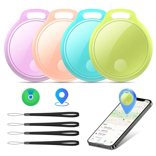 Smart Tracker Tag 4er Pack, Schlüssel Finder Kompatibel mit Apple Find My APP (nur iOS), IP68 wasserdicht, Austauschbarer Akku, Bluetooth Key Finder für Gepäck/Taschen/Koffer/Brieftasche