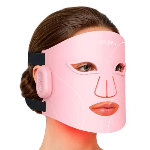 Offre limitée : XSSNVV Masque LED Visage Sans Fil, 4 Modes Masque Luminothérapie Lumière Rouge & Infrarouge 850 nm, LED Mask, Télécommande, Autonomie 60 min, Réglable, avec Couvre-yeux, NVV04 de 249.99 € à 249.99 € (0.00% de remise)