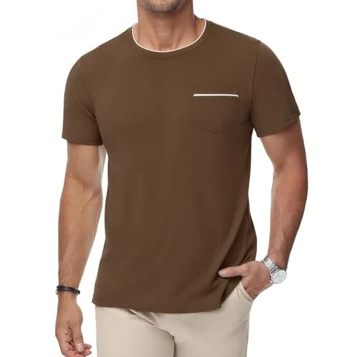 Oferta limitada: iClosam Camiseta Hombre Algodón Bolsillo Pecho Corte Regular de 24.99 € a 14.99 € (ahorro 40%)