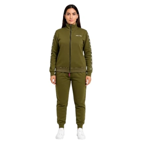 GARGIX - Chándal de invierno para mujer, cálido, afelpado, pijama, deporte, pantalones, sudadera con cremallera, CLOR/TÓRTOLA, S