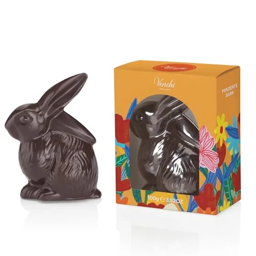 Venchi - Coniglietto di Cioccolato Fondente 60%, 100 Gr, Senza Glutine, Collezione Primavera Venchi, Idea Regalo