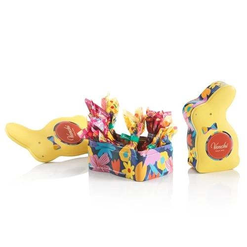 Venchi - Lata con Forma de Conejo, 66 Gr, 6 Huevitos Surtidos con "Avellana Piamonte", Sin Gluten, Colección de Primavera Venchi, Idea de Regalo para el Día de la Madre