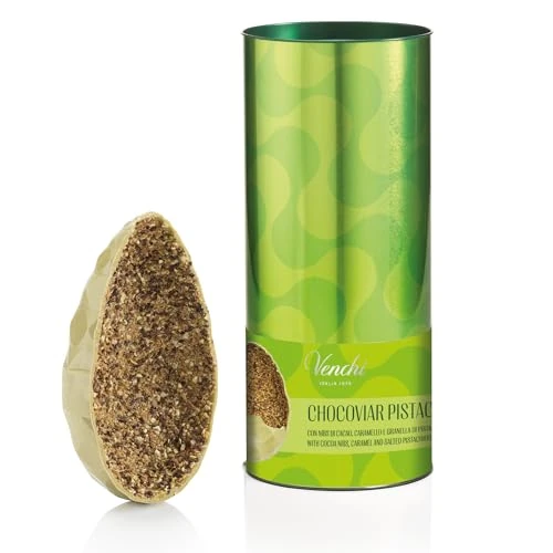 Venchi - Uovo di Cioccolato Chocoviar Pistacchio, 330 Gr, Gusto Cioccolato Bianco e Pasta di Pistacchio, Senza Glutine, con Sorpresa, Collezione Pasqua Venchi, Idea Regalo
