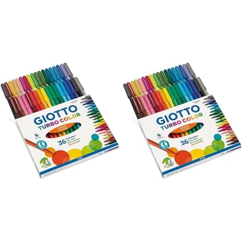 Offerta a tempo: Giotto Turbo Color - Astuccio da 36 Pennarelli a Punta Fine, 2.8mm, Colori Intensi (Confezione da 2) - 50% da 14.70 € a 7.38 €