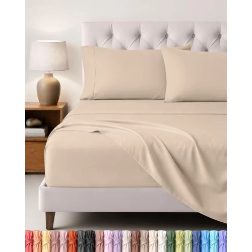 Offerta a tempo: Utopia Bedding Set Lenzuola Letto 4 Pezzi, 160x200cm, Beige - 84.5% da 86.25 € a 13.37 €