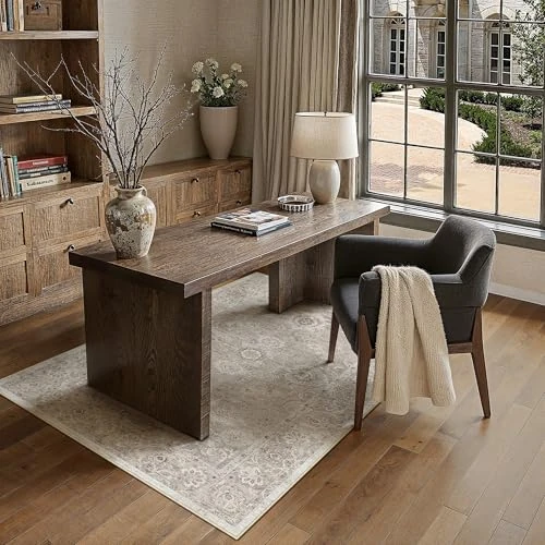Tijdelijke aanbieding: PureCozy Vintage bruine tapijten voor slaapkamer woonkamer 120 x 170 cm wasbare zachte oppervlakte bruine tapijten met antislip achterkant, bloem traditioneel bedrukt laagpolig voor keuken eetkamer van 51.46 € naar 51.46 € (0.00% ko