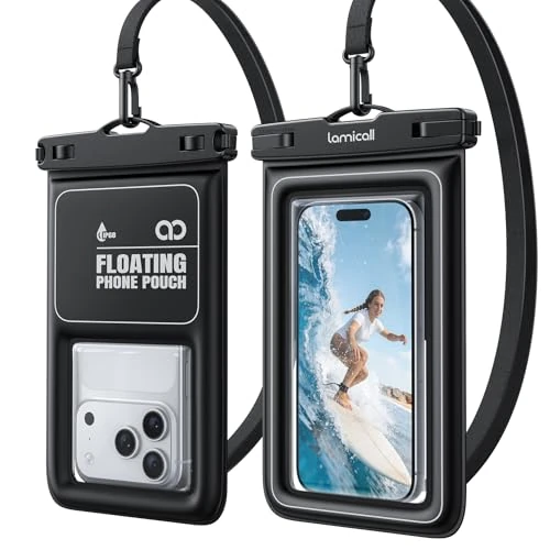 Offerta a tempo: Lamicall Custodia Impermeabile Smartphone - [Galleggiabilità Superiore] IP68 Custodia Telefono Subacquea con Cordino Regolabile, Chiusura Sicurezza, Cover Impermeabile Telefono Fino a 7,5" - 2 Pezzi - 23% da 25.99 € a 19.99 €