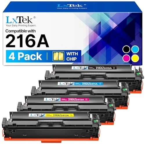 LxTek 216A Toner with Chip Compatible for HP 216A W2410A Toner for HP Color Laserjet Pro MFP M183fw M182n M183fdw M182nw M155a M155dw M155nw M182 M155 Printer (Black Cyan Yellow Magenta, 4-Pack)