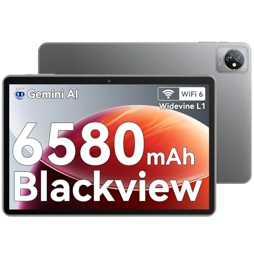 Blackview Tablet 10 cali z systemem Android 14, 12 (4+8 rozszerzenia) GB RAM 64 GB pamięci 2 TB TF WiFi 6 PC Tablet HD+ wyświetlacz, akumulator 6580 mAh, Quad-Core, Widevine L1/Dual Camera/jack 3,5 mm