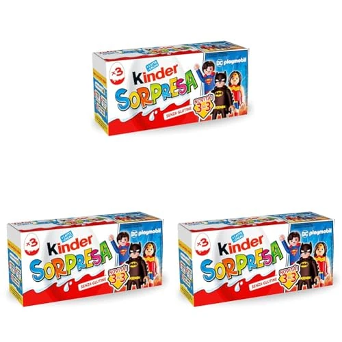 Kinder Sorpresa - Set di 9 Uova di Cioccolato al Latte con Sorpresa, Ogni Uovo Contiene un Gioco Unico, Senza Glutine, Snack Dolce Ottimo per Merenda, Confezione da 60 gr