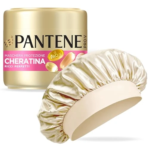 Offerta a tempo: Pantene Pro-V Set Cuffia Seta Per Capelli + Maschera Capelli, Protezione Cheratina, Ricci Perfetti, Fino A 72h Di Ricci Definiti In 1 Applicazione Per Ricci Crespi, Ribelli, 300 ml - 0% da 8.99 € a 8.99 €