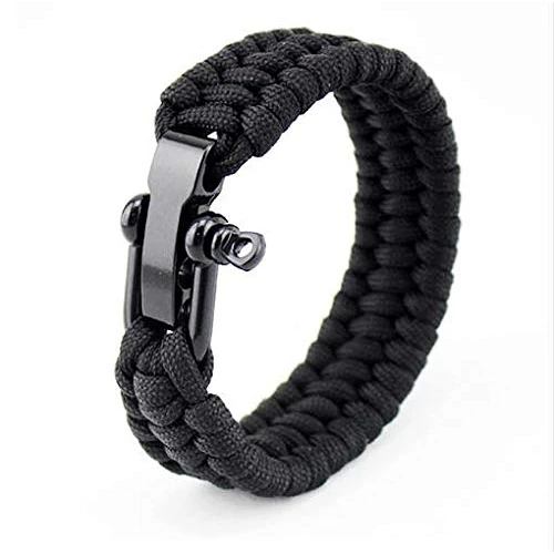 Top Outdoor Camping Rescue Emergenza Paracord Bracciale Uomo Donna Paracadute Corda Braccialetti in Acciaio Inossidabile Practical Treatment