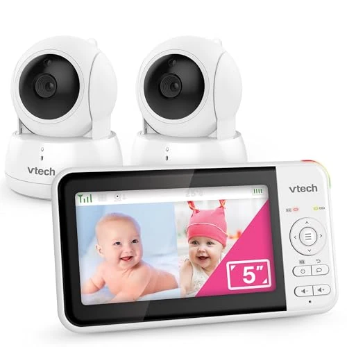 Offre limitée : VTech Moniteur vidéo pour bébé avec 2 caméras et écran LCD Couleur de 5", Jusqu’à 17 Heures de Streaming vidéo et 31 Heures en Mode Audio Seul, Vision Nocturne, panoramique-Inclinaison-Zoom: VM924-2 de 137.99 € à 131.22 € (5% de remise)