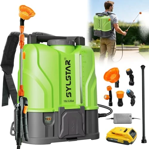 Oferta limitada: SYLSTAR Pulverizador Electrico 12L, 7Bar Potente Sulfatadora Bateria Compatible con DeWalt 18V, 5 Boquillas Pulverizador Bateria con Fuerza de Pulverización Ajustable (con Cargador) de 118.99 € a 118.99 € (ahorro 0.00%)