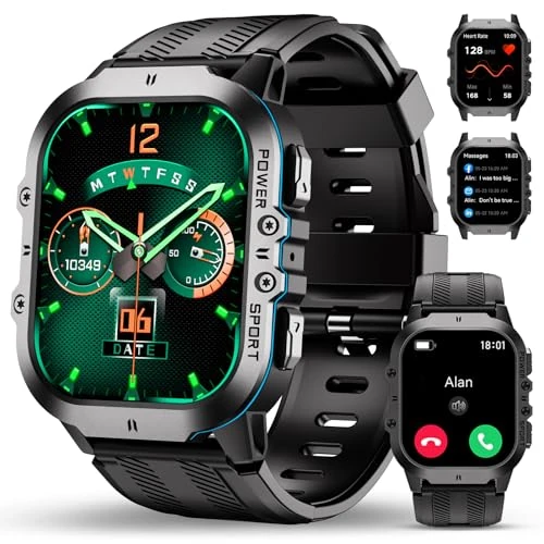 Tijdelijke aanbieding: OUKITEL Smartwatch voor heren, militair met telefoonfunctie, 5 ATM waterdicht, met bloeddrukmeting, robuust fitnesshorloge, sporthorloge, 120 + sportmodi met hartslag/SPO2/stappenteller, touchscreen van 129.99 EUR naar 35.99 EUR (korting 72%)