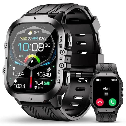 Tijdelijke aanbieding: OUKITEL Smartwatch voor heren, militair met telefoonfunctie, robuust sporthorloge, 120 + sportmodi met bloeddrukmeting, SPO2/hartslag, 5 ATM waterdicht, fitnesshorloge met slaapmonitor, touchscreen van 129.99 EUR naar 35.99 EUR (korting 72%)