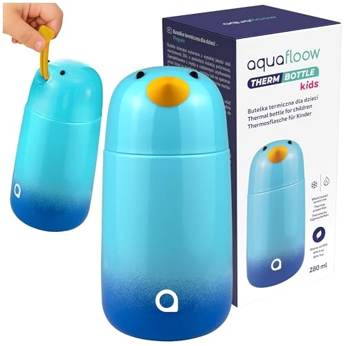 Offerta a tempo: Aquafloow Borraccia Termica Bambini 280ml in Acciaio Inox, Doppia Parete, senza BPA – Bottiglia Termica Riutilizzabile per Asilo, Scuola, Sport e uso Quotidiano- Motivo Pinguino - 0.00% da 19.95 € a 19.95 €