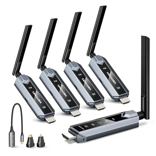 Oferta limitada: VENTION Transmisor y Receptor HDMI Inalámbrico 656FT con Pantalla LED y Control térmico, hasta 6 RXs, Plug & Play extiende señal 4K Desde PC/proyector/TV Box(1TX+4RX) de 249.99 € a 249.99 € (ahorro 0.00%)