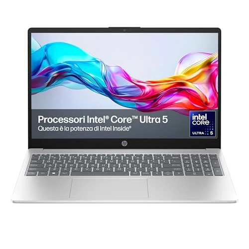 Offerta a tempo: HP Laptop 15-fd2005sl, PC Portatile 15", Display FHD, Notebook, (Intel Core Ultra 5 225U, RAM 24GB, SSD 1TB, Windows 11), Computer Portatile, Uso quotidiano, Tastiera Italiana, QWERTY, Argento - 6% da 629.99 € a 589.99 €