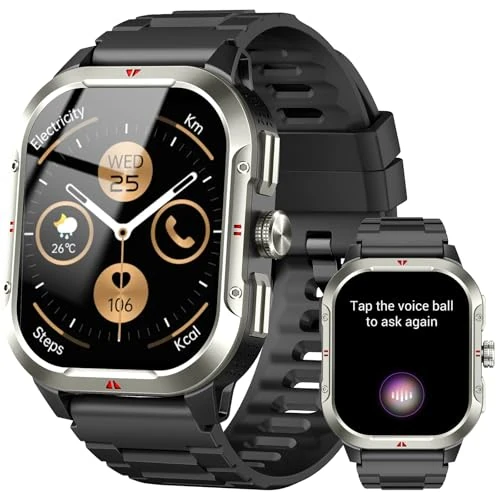 Limitiertes Angebot: Smartwatch Herren Militär mit GPS, IP68 Wasserdicht Smart Watch Damen Herren, Fitnessuhr mit Telefonfunktion, 110+ Sportmodi mit Schrittzähler Herzfrequenz Schlafmonitor, Touchscreen für iOS/Android von 129.99 EUR auf 39.99 EUR (Spare 69%)