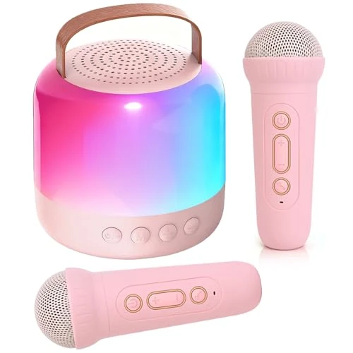 Offre limitee: AIUNAOM Machine de Karaoké avec 2 Microphones sans Fil pour Enfants, Haut-Parleur Bluetooth Portable avec LED et Effets Sonores Variables - Cadeau de Noël Idéal pour Les Filles de 3 à 12 Ans de 15.99 EUR a 9.99 EUR (economie 38%)