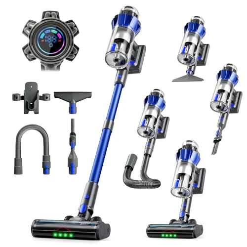 Oferta limitada: Hearten Aspiradora sin Cable, 70000Pa /600W /65min/ 1,8L Depósito de Polvo, 4 Niveles Potencia, Detección Polvo, Pantalla LED Color, Filtración 8 Niveles, Manguera. para Pelo Mascotas, Suelos, Coche de 198.49 € a 198.49 € (ahorro 0.00%)
