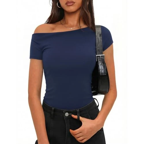 Oferta limitada: Totatuit camiseta de mujer de algodón ajustada manga corta hombros de 18.99 € a 12.99 € (ahorro 32%)