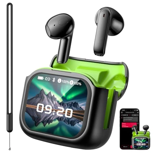 MS103 AI Écouteur Traducteur Instantané 135 Langues, 6 Modes de Traduction, Écouteurs Bluetooth 6.0, Écouteur Traducteur et écran Tactile LCD, Casque Musique/Appels/Traducteur