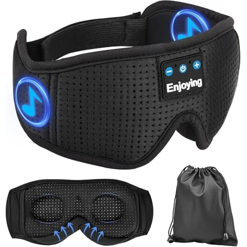 Offerta a tempo: Maschera per dormire con cuffie Bluetooth 5.0, Cuffie per dormire con musica senza fili 3D mascherina occhi per dormire per chi dorme di lato/sulla schiena, sonnecchiare, meditazione - 25% da 29.99 € a 22.49 €