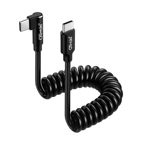 Oferta limitada: OTraki Cable USB C Espiral Corto 240W Cable USB C a USB C Corto de 90 Grados Câble de Carga Rápida y Câble de Datos para iPhone 17 16 15, para Samsung Galaxy S25 S24 S23 Ultra, Estirar de 0,3m a 0.8m de 7.59 € a 7.59 € (ahorro 0.00%)