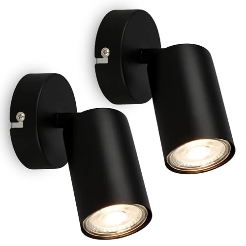 Offerta a tempo: BRILONER - Set di 2 applique da parete per interni, attacco GU10, max. 9 W, applique camera da letto, interno, lampada parete, camera da letto, 8 x 15,5 cm, nero - 13% da 15.99 € a 13.99 €
