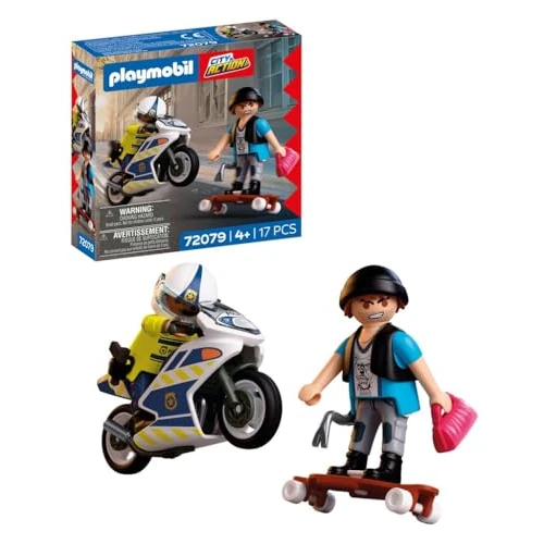 Oferta limitada: PLAYMOBIL | City Action | Persecución policial en Moto | Un policía persigue a un ladrón en una patineta | Fomenta la Creatividad | Juguete Infantil para niños a Partir de 4 años | 72079 de 14.99 € a 11.24 € (ahorro 25%)