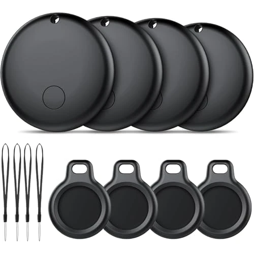 Oferta limitada: Android Smart Tag, Tracker Compatible con Google Find Hub App (Sólo Android), Localizador Bluetooth, Rastreador para Llaves, Cartera, Equipaje, Impermeable IP68, 4 Negro de 99.99 € a 29.99 € (ahorro 70%)