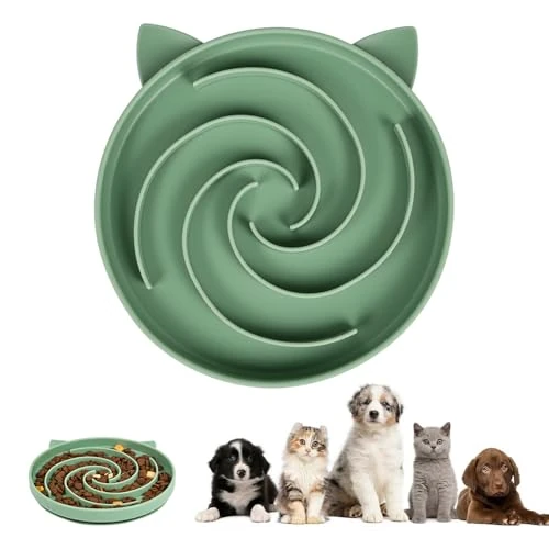 Limited-time offer: Alaoo Silicone Slow Feeder Cat Bowl, Anti Choking Puzzle Cat Food Bowl with Non-Slip Base, Silicone Dog Feeding Bowl for Puppies & Cats, Green from 5.99 £ to 5.99 £ (save 0.00%)
