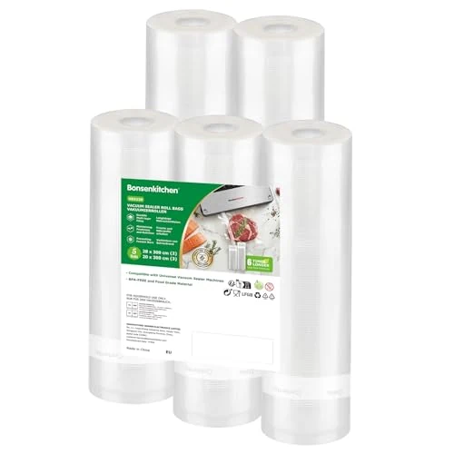 Zeitlich begrenztes Angebot: Bonsenkitchen Vakuumbeutel Lebensmittel 2×28×300cm & 3×20×300cm von 12.99 € auf 9.99 € (23% Rabatt)
