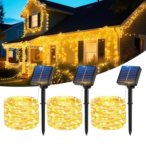 Oferta limitada: Luces Solares Led Exterior Jardin, 3 x 17M LED Guirnaldas Luces Exterior | 150 LED Luces Solar Exterior con 8 Modos, IP65, Guirnalda Luces Exterior para Jardín, Terraza, Boda, Decoración de 14.99 € a 12.21 € (ahorro 19%)