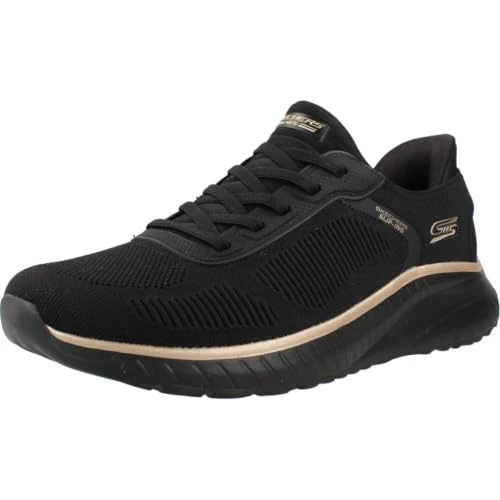 Zeitlich begrenztes Angebot: Skechers Damen Bobs Squad Chaos Current Muse Slip-InTurnschuhe, Black Rose Gold Textile, 37.5 EU von 79.95 € auf 59.90 € (25% Rabatt)