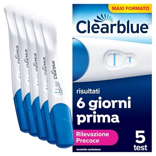 Offerta a tempo: Test di gravidanza Clearblue, Rilevazione Ultra Precoce (10 mUI/ml) Maxiformato, Risultati 6 giorni prima, Risultati accurati al 99%, 5 test - 11% da 24.99 € a 22.29 €