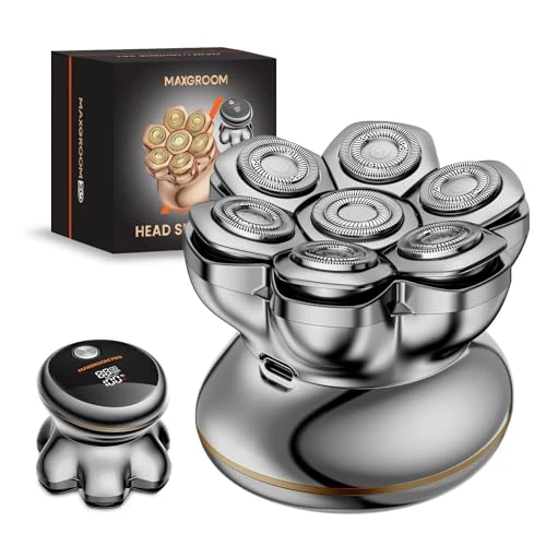 Offerta a tempo: MAXGROOM PRO 7D Rasoio Testa Calva 2 Velocità 7500RPM & 8800RPM, 2026 Rasoio Elettrico Capelli Uomo Rasa Capelli Uomo a Zero Assoluto, Shaver Capelli, Regalo per Papà e Marito (Argento) - 0.00% da 69.99 € a 69.99 €