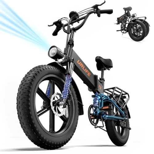 Oferta limitada: URLIFE Bicicleta Eléctrica para Adultos, 20 * 4" Fat Tire Bici Electrica con LED, 48V 13Ah Batería Extraíble, 7 Velocidad E Bike para Cualquier Terreno de 1299.00 € a 999.00 € (ahorro 23.09%)