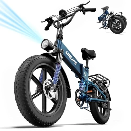 Offre limitée : URLIFE Vélo Électrique Pliant, 20x4.0 Fat Tire Ebike, 48V 13AH Batterie Amovible jusqu'à 80-100KM, Suspension complète, 7 Vitesses, Écran LED Intelligent de 859.99 € à 859.99 € (0.00% de remise)
