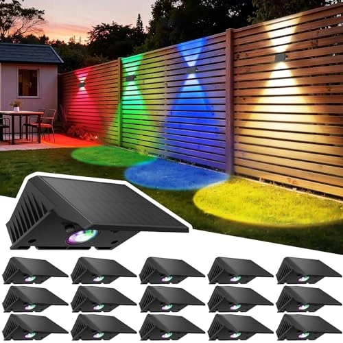 Offerta a tempo: Delaiglow Lampada Solare da Esterno Up & Down Set da 16 Luci Solari da Esterno Bianco Caldo e RGB Faretti Solari a LED da Esterno 1000 mAh Applique Impermeabile IP67 Per Parete Giardino Terrazzo - 5% da 69.99 € a 66.49 €