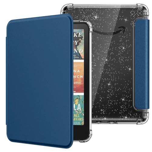 MoKo Case for All-New 7" E-Reader 12th Gen 2024/2025,Ultra Clear Soft Flexible Glitter TPU Back Cover Light Shell with Auto Wake/Sleep, Not fit BOOX & Kobo, Dark Sea Blue