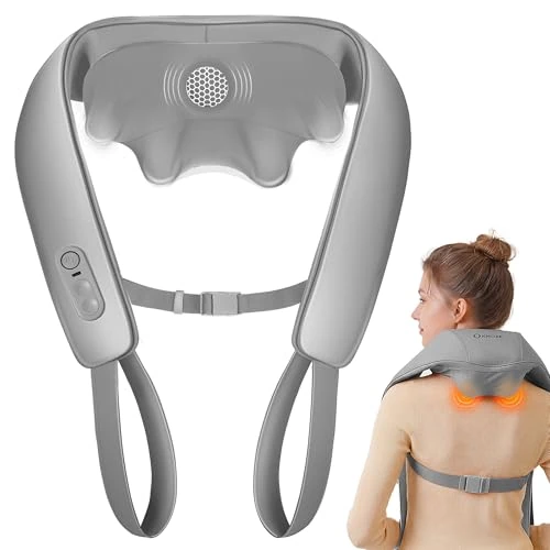 Zeitlich begrenztes Angebot: KNQZE® Shiatsu Massagegerät 4D, 2025 Kabellos Nackenmassagegerät mit Wärme, Verbesserte Graphenheizung, 4D Shiatsu Tief knetende Nackenmassage für Nacken, Schulter, Rücken, Geschenke für Männer, Grau von 79.99 € auf 63.99 € (2