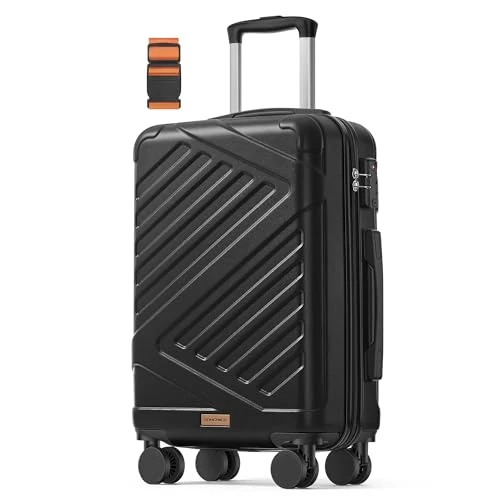 Tijdelijke aanbieding: SONGMICS koffer, reiskoffer, harde koffer met TSA-slot, kofferriem, ABS-trolley, 4 dubbele wielen, handbagagekoffer, M, 55 cm, inktzwart RLP001B101 van 43.99 € naar 43.99 € (0.00% korting)