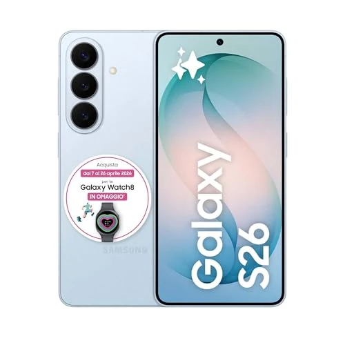 Samsung Galaxy S26 Smartphone AI, 512GB, 3 anni di Garanzia, Processore Avanzato, Assistente Foto, Creative Studio, Camera 50 MP, 4300 mAh, Sky Blue [Versione italiana]